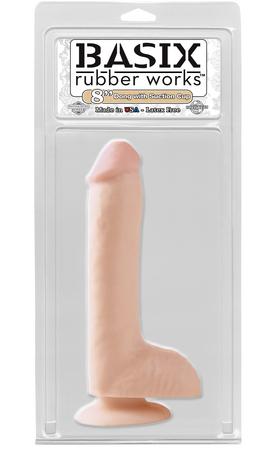 Basix Rubber 8 inches Dong With Suction Cup Beige