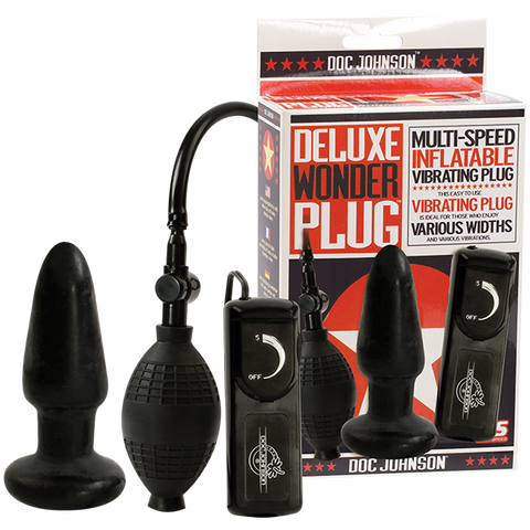 Deluxe Wonder Plug Inflatable Vibrating Black