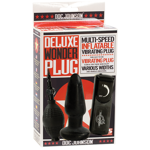 Deluxe Wonder Plug Inflatable Vibrating Black