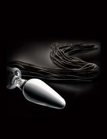 Icicles No 49 Clear Butt Plug Black Flogger