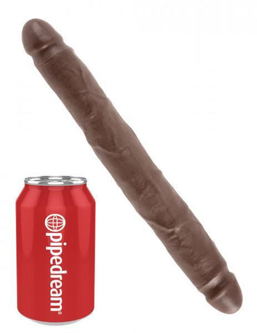 King Cock 12in Slim Double Dildo - Brown