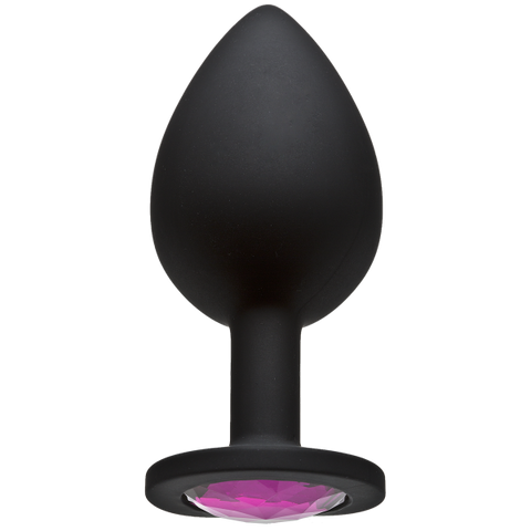 Booty Bling Large Butt Plug Black Pink Stone