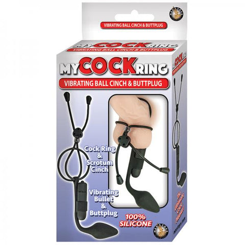 My Cock Ring Vibrating Ball Cinch & Butt Plug Black