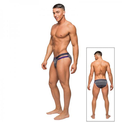 Male Power Heather Haze Cutout Bikini Grey Med