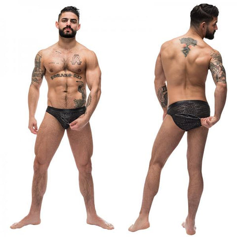 Male Power Zip It 2x Zip Bikini Black Lrg