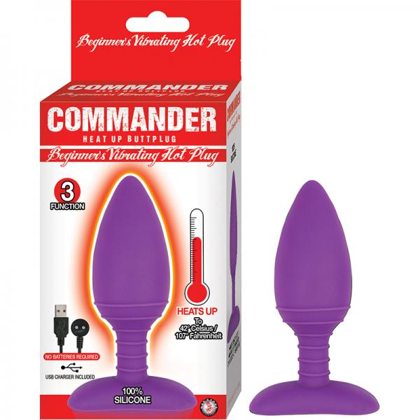 Commander Beginner Vibrating Hot Plug Heating Magnetic Charging 3 Function Waterproof Purple