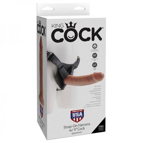 King Cock Strap-on Harness W/ 9in Cock Tan