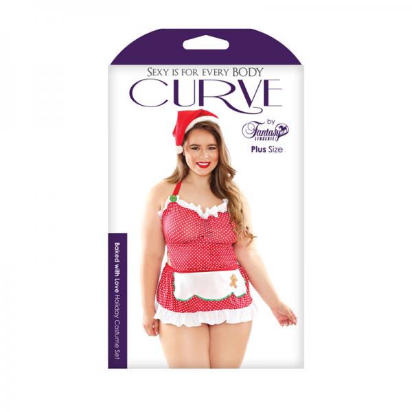 Santa's Helper Costume Set; Hat, Apron Back Dress, And Ruffled Panty