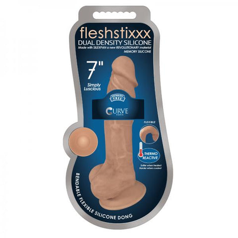 Fleshstixxx 7in Silicone Dildo With Balls Latte