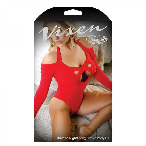 Vixen Havana Nights Halter Long Sleeve Bodysuit With Snap Closure L/xl